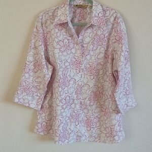 Eddie Baurer wrinkle-resistent 3/4 sleeve button-up blouse Sz 2X